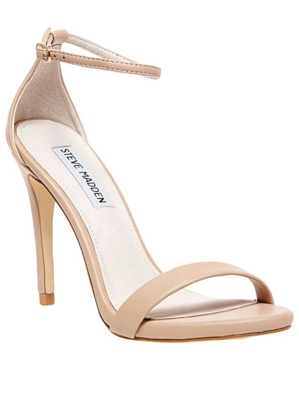 Steve Madden Beige Ankle-Strap Stiletto Sandals